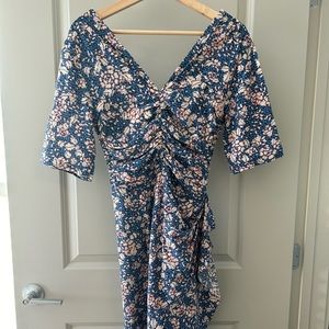 ISABEL MARANT Brodie Silk Floral Print V-Neck Dress
